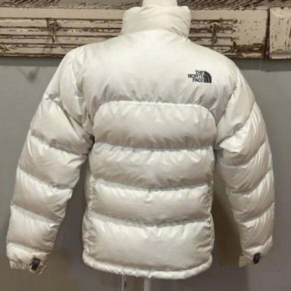 North Face vintage 90’s White Nuptse Puffer Jacket 700 Goose Down Size Small - Picture 4 of 13